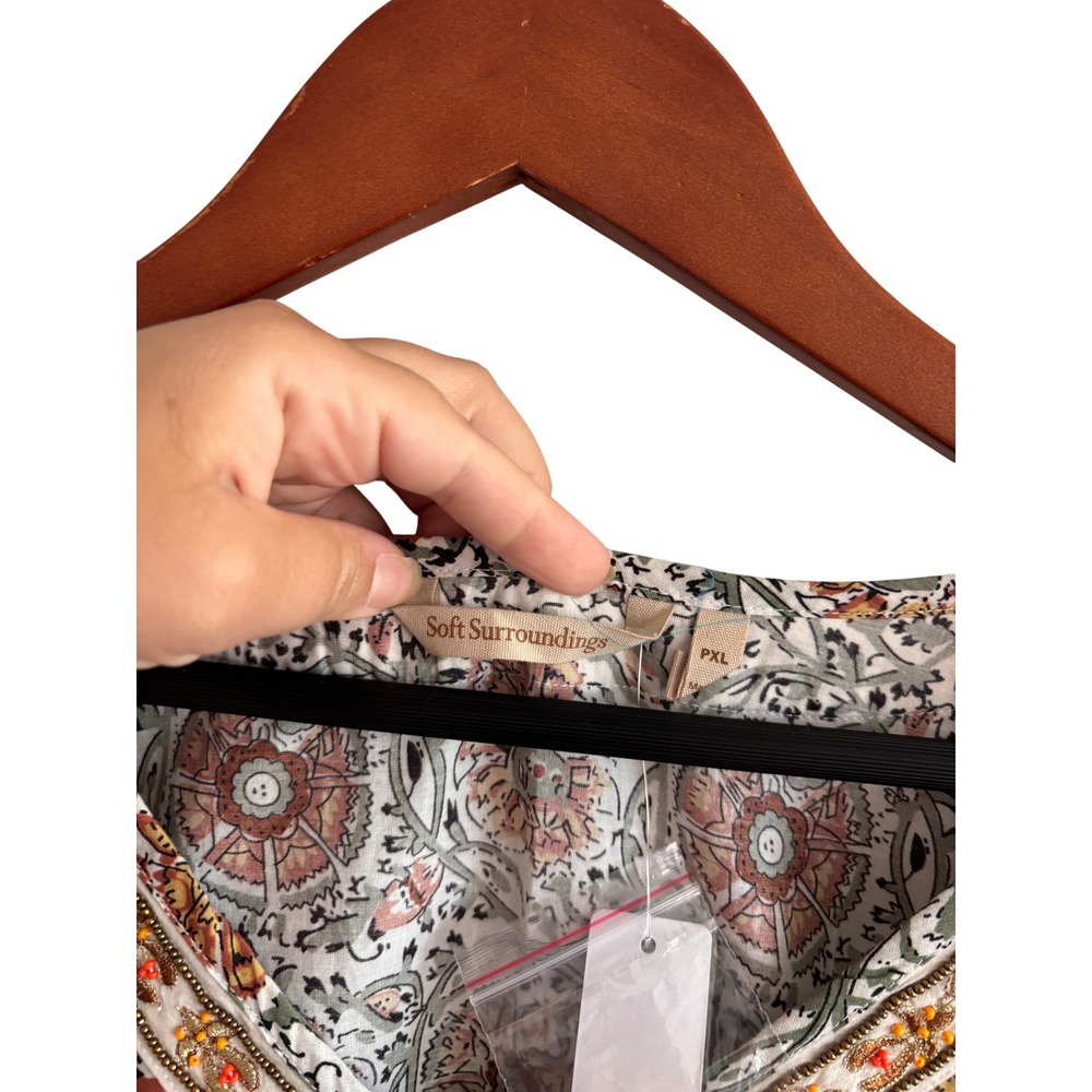 Soft Surroundings Floral Cotton Tunic Dress PXL Petite XL Boho Block Print New - Picture 4 of 8